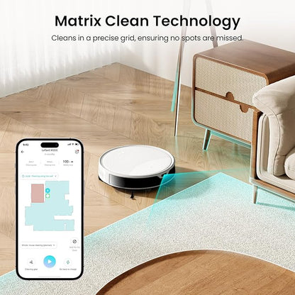 Lefant M350 Robot Vacuum and Mop Combo, 75-Day Self-Emptying, 190° PSD Obstacle Avoidance,6000Pa Suction，Quiet,Smart Navigation,Self-Charging, for Hard Floor, Carpet, Pet Hair,150 Min Runtime.White