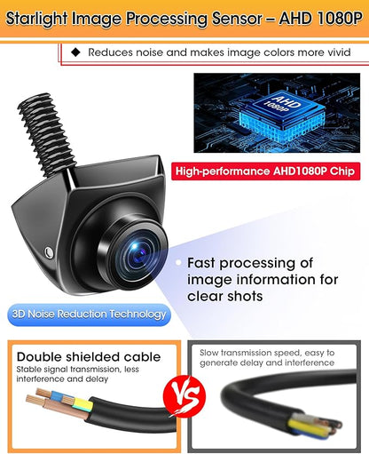 【4 Signal Modes】Backup Camera 360°+45°Rotatable Back up Camera Supports AHD 1080P/720P/NTSC/PAL Models RearView Reverse Camera for Car Truck Super Night Vision IP69K Parking Assist 170° Angle 12V-24V