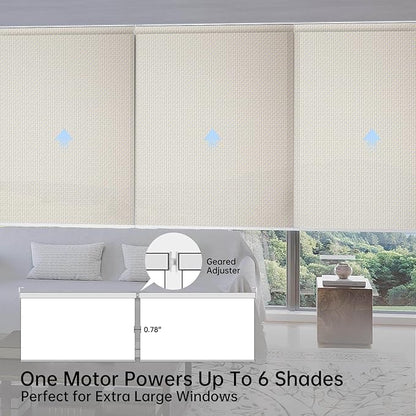 Motorized Coupled Shades, Falme Resistant Smart Solar Shades for Large Windows Automatic Blinds Compatible with Alexa, Electric Roller Blinds Customized for Home Office(3% Openness Beige)