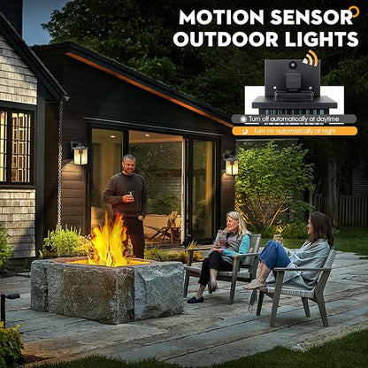 2 Pack Outdoor Motion Sensor Lights, Dusk to Dawn Outdoor Wall Light Fixtures, Waterproof Exterior Lighting for Front Porch, Garage, Entryway, Yard, House (Black)
