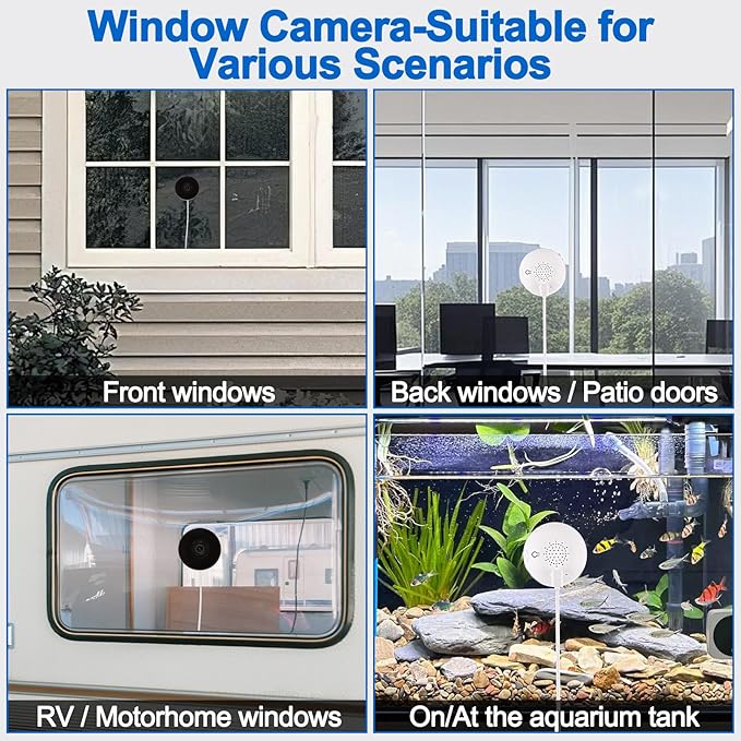 4MP Window Camera for Home Security, WiFi Home Surveillance Camera with Color Night Vision, Motion Detection, 2-Way Audio, AI Human Detection, Easy Mount Indoor Window Cam for Home Monitoring