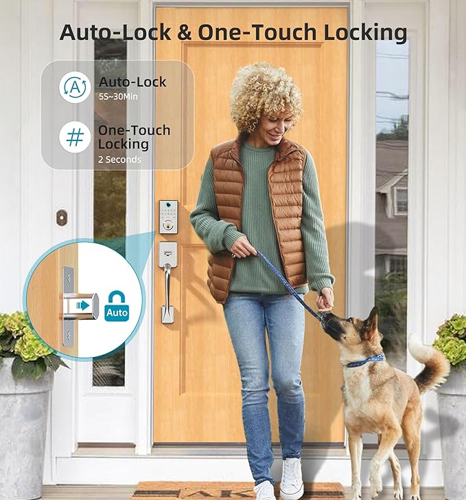 WiFi Smart Door Lock Set: HEANTLE Keyless Entry Deadbolt with Handle Fingerprint Deadbolt Electronic Digital Keypad Door Lock Alexa App Remote Control