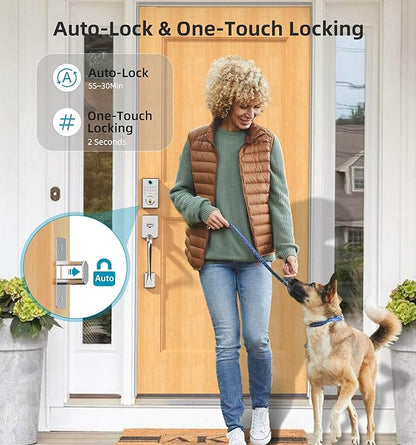 WiFi Smart Door Lock Set: HEANTLE Keyless Entry Deadbolt with Handle Fingerprint Deadbolt Electronic Digital Keypad Door Lock Alexa App Remote Control