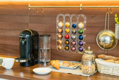 Demi's Home Adhesive Coffee Pod Holder for Nespresso Vertuo Capsules (Measure Before Purchase) - Suitable to be Mounted Inside/Under the Cabinet or on the Wall (Transparent)
