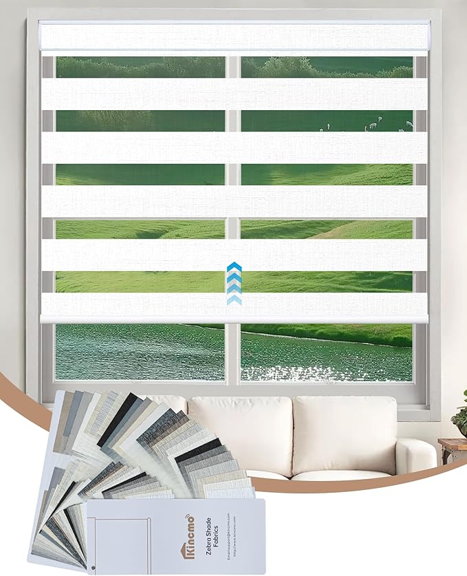 Kincmo Motorized Blinds with Remote, Motorized Zebra Shades Work with Apple Homekit,Alexa,Google Home, Customized Electric Blinds with Remote,App,Voice Control (Zebra Blinds Fabric Samples Multicolor)