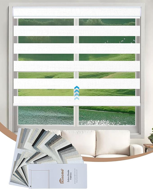 Kincmo Motorized Blinds with Remote, Motorized Zebra Shades Work with Apple Homekit,Alexa,Google Home, Customized Electric Blinds with Remote,App,Voice Control (Zebra Blinds Fabric Samples Multicolor)