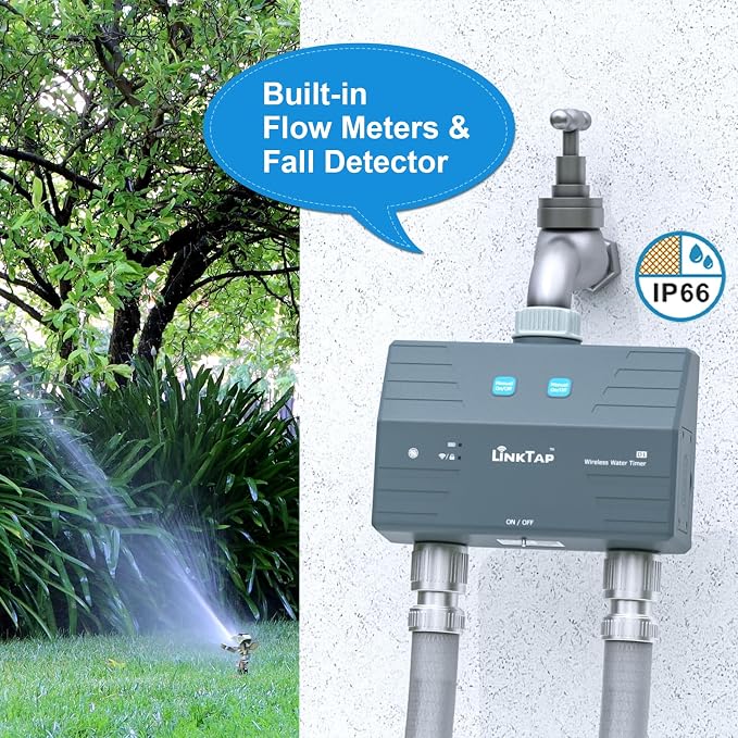 LinkTap D1 2-Zone Sprinkler Timer (Req. Gateway), Fault Detection & Alerts | Weather Adaptive, Advanced Flow Monitoring, Scalable Mesh Networking, 2-Yr Warranty, Ideal for Garden Drip Irrigation & Lawn