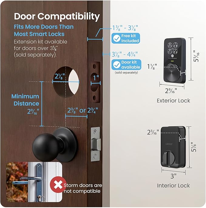Lockly PIN Genie Pro Zeno Series Smart Lock, Keyless Entry Door Lock with Apple Home Key, Built-in Wi-Fi Keypad Deadbolt Locks for Front Door, App Remote Control, IP65 Weatherproof, Easy Installation