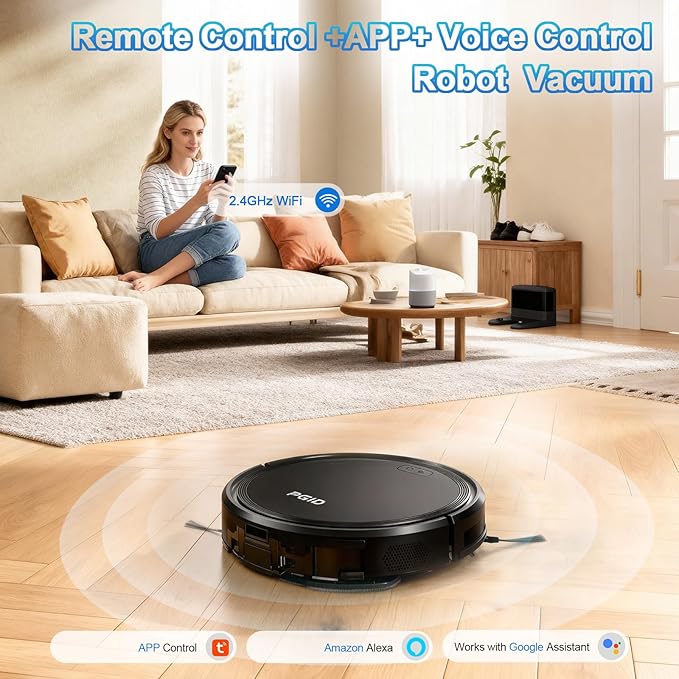 Robot Vacuum and Mop Combo, 2 in 1 Mopping Robotic Vacuum Cleaner w Schedule,Robot Vacuum Self Emptying App/Remote,5000Pa Strong Suction, Slim, Ideal for Hard Floor, Pet Hair (F7s)