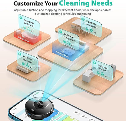 Tikom Robot Vacuum and Mop, 6000Pa Robotic Vacuum Cleaner with Self-Emptying Base, 90 Days Capacity, LiDAR Navigation, Home Mapping, Ideal for Pet Hair, Hard Floors, Carpet (L8000 Plus)