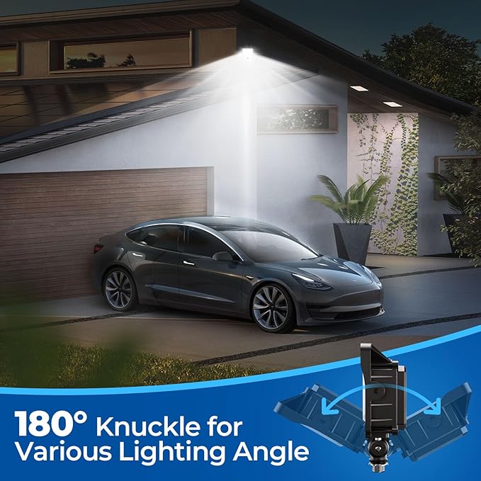 CINOTON Dusk to Dawn LED Flood Light Outdoor 50W, 7000LM IP65 Waterproof Security Wall Light Fixture with 180°Knuckle for Warehouse Patio Porch Garage 5000K Daylight AC100-277V, 1 Pack