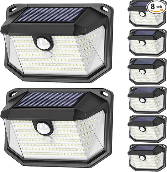 Solar Outdoor Lights, 8-Pack Super Bright 178 LEDs Motion Sensor Wall Light with 270° Wide Angle & 3 Modes, Waterproof Solar Powered Security Light for Patio Garden Garage Front Door