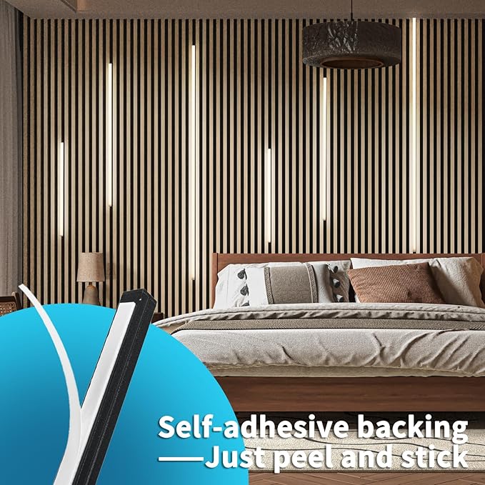 Art3d LED Recessed Strip Lighting Kit with Remote Switch, 6-Pack, White | Self-Adhesive, Low Heat, Energy Efficient, Easy to Install, Versatile Size, for Wood Slat Wall Panel, Headboards