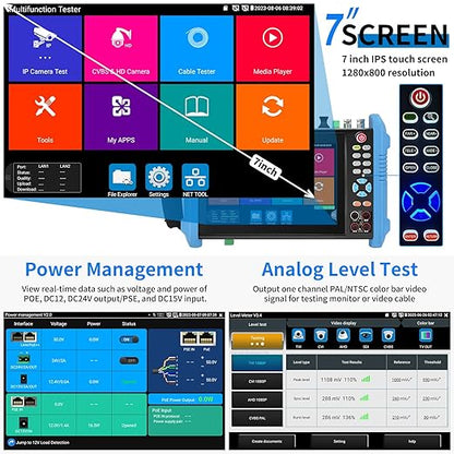 Rsrteng IPC-9800MOVTADHS Pro Full Features CCTV Camera Tester 8K 32MP IP Camera Tester wtih POE++ Max 90W, CCTV Tester with 4K TVI CVI AHD SDI Support DMM OPM TDR 1CH SFP HD VGA WiFi Network Tools