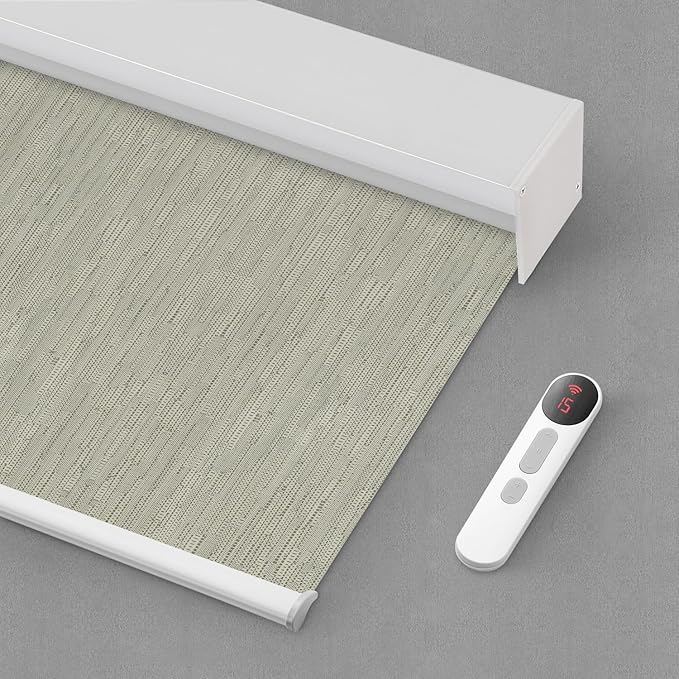 Bringnox Motorized Blinds with Remote,100% Blackout Smart Roller Blinds Compatible with Apple Homekit Google Home and Alexa Via HUB,and Customized (Safari Midnight-05)