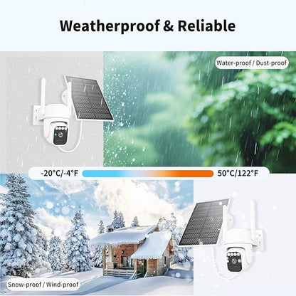 Solar Powered Security Camera, 360° Wireless Outdoor Camera,Motion Tracking, AI Alerts, Night Vision, 2-Way Audio,Waterproof,Surveillance Camera for Home & Business,Cloud Service, Alexa