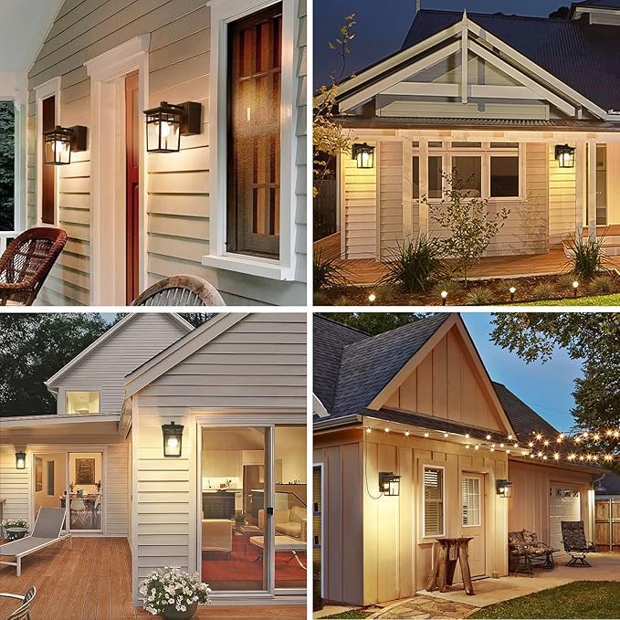 2 Pack Porch Lights with GFCI Outlets, Dusk to Dawn Outdoor Lighting Exterior Light Fixtures Wall Mount, Waterproof Alunmium Wall Sconces for House Patio Garage Front Door, 9W LED Bulbs Included(ORB)