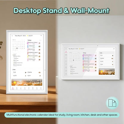 15.6" Smart Digital Calendar, No Subscription WiFi Touch 1080P Wall Planner | Cross-platform WiFi sync with iCloud, Google & Outlook, FHD touch wall family organizer for shared schedules & chore tracking
