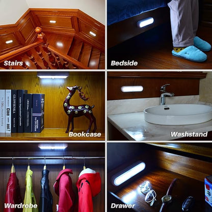STAR-SPANGLED 9 Pack 7” Motion Sensor Lights Indoor Battery Operated, Stick on LED Light for Closet, Stairs, Under Cabinet, Cool White