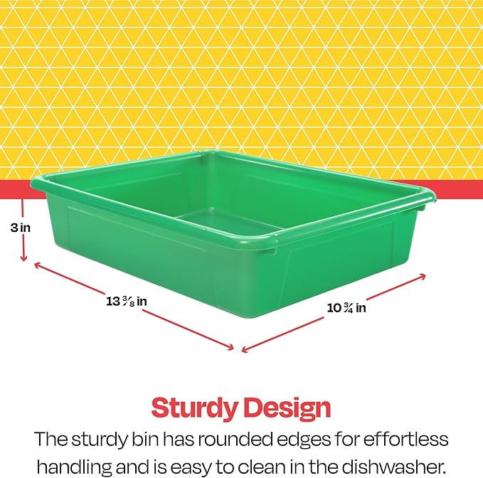 School Smart Sturdy Plastic Storage Tray, Multifunctional Design for Classroom, Home, and More, Letter Size, Green