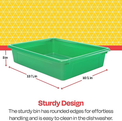 School Smart Sturdy Plastic Storage Tray, Multifunctional Design for Classroom, Home, and More, Letter Size, Green