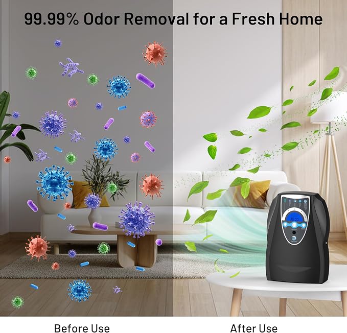 Ozone Machine Generator, 500mg/h Portable Ozone Machine for Home, Kitchen, Office, Cleaning Water, Fruits and Vegetables,Multifunctional with Timer, Black
