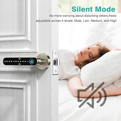 5 in 1 Fingerprint Door Handle with Keypad Control, APP Control, Key Card