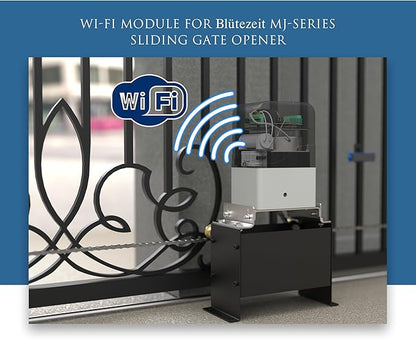 Blütezeit WiFi Module for MJ Sliding Gate Openers (MJ300/MJ400) with Push Button, Smart App Control, Alexa/Google/Siri Compatible, 2.4GHz Single-Button Cycle