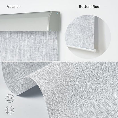 Motorized Light Filtering Roller Shades with Remote Control, Electric Smart Shades Compatible with Alexa and Google, Rechargeable, Customizable Size (Textured Light Grey)