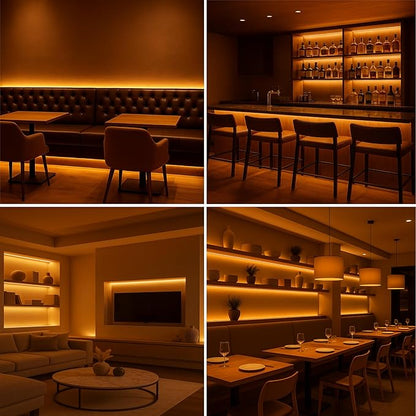 Candlelight COB LED Strip Lights 2400K, 3W/FT, 16.4FT 24V LED Tape Light with 3M VHB Backing, CRI 95, UL Listed, Cuttable, Dimmable, Bendable for Bars, Restaurants, Relaxing (NO Power Supply)