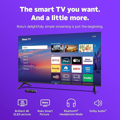 Roku Smart TV 2026 – 50-Inch Select Series, 4K QLED TV – Roku TV with Voice Remote – Flat Screen QLED Television with Wi-Fi for Streaming Live Local News, Sports, & Movies – Bluetooth Headphone Mode