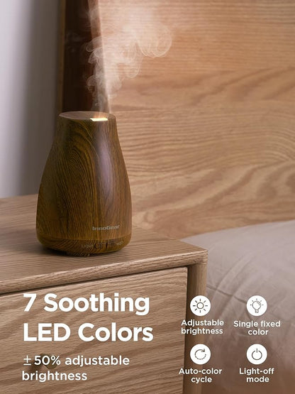 InnoGear Essential Oil Diffuser, Ultrasonic Diffusers for Home Aromatherapy Humidifier for Mother's Gift Bedroom Room 7 Colors LED 2 Mist Mode Auto Off, Bronze
