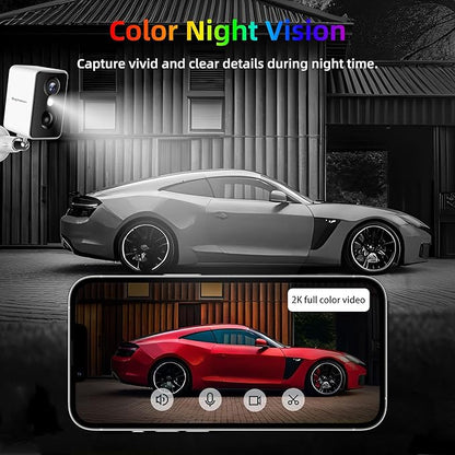 Septekon 2K Security Cameras Wireless Outdoor 4 Pack, Solar Battery Powered Camera with Two Spotlights, PIR Motion Detection Siren, Color Night Vision, 2-Way Audio, IP66 Waterpoof