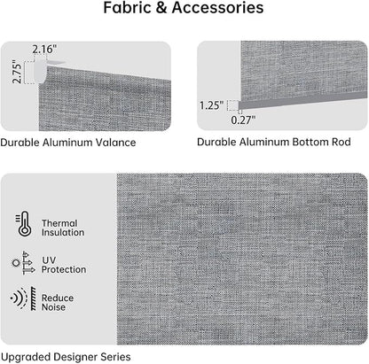 Motorized Coupled Shades, Light Filtering Smart Blinds for Large Windows Automatic Blinds Compatible with Alexa, Electric Roller Shades Customized for Living Room Home Office(Smoky Grey)