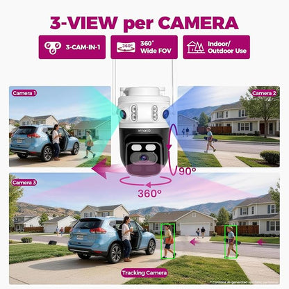 XMARTO 2-Pack 6MP Tri-Lens WiFi Security Camera