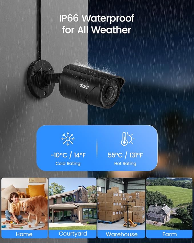ZOSI 4K PoE Security Camera System, H.265+ 8CH NVR with 2TB HDD (16CH Expandable), 8 x 5MP 3K IP PoE Cameras Outdoor Indoor, AI Human Vehicle Detection, Remote Viewing, 24/7 Recording, IR Night Vision