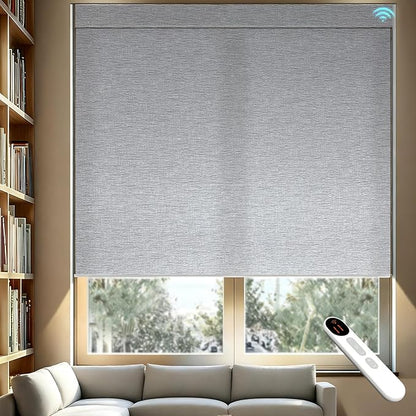Motorized Light Filtering Roller Shades – Smart Electric Blinds for Living Room, Alexa Google Home Siri, Matter Compatible, Custom Window Shades, Cordless Rechargeable