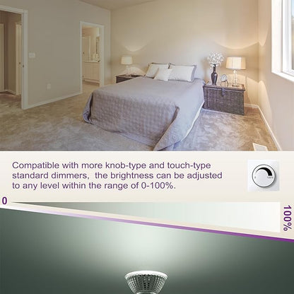 GU10 7W LED Dimmable Light Bulb,5000K Daylight White,Equivalent 75W Halogen, 120V 750LM, 120° Beam Angel, No Flicker Spotlight, Smooth Dimming, MR16 Recessed Track Lighting, 4 Pack