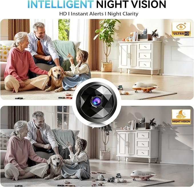 4K Indoor Mini WiFi Hidden Camera:with Motion Alerts&Night Vision(black)