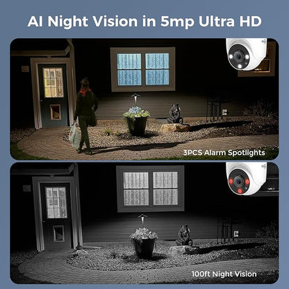 Hiseeu 5MP Analog Wired Security Camera,TVI/AHD/CVI/XVI 2560TVL Dome Comera for 5MP Analog Security Cameara System,Clear Night Vision up to 100ft, Wall& Ceiling Mount Remote Access