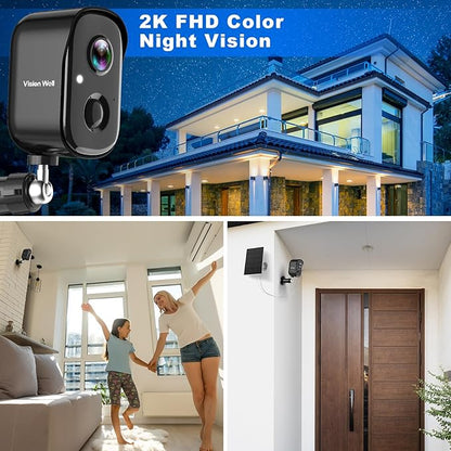 Security Cameras Wireless Outdoor, 2K WiFi Cameras for Home Security with Solar Panel Battery Powered AI Motion Detection Spotlight Siren Alarm Surveillance Home Security Cameras-Black Grey Solar Cam
