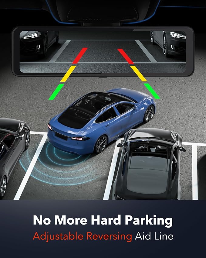 REDTIGER T700 Rear View Mirror Camera 11'' 4K UHD Front and 1080P Mirror Dash Cam Front and Rear, GPS,Parking Monitor,Night Vision,Smart Reverse Parking Assistance,Touch Screen, 32 GB Card