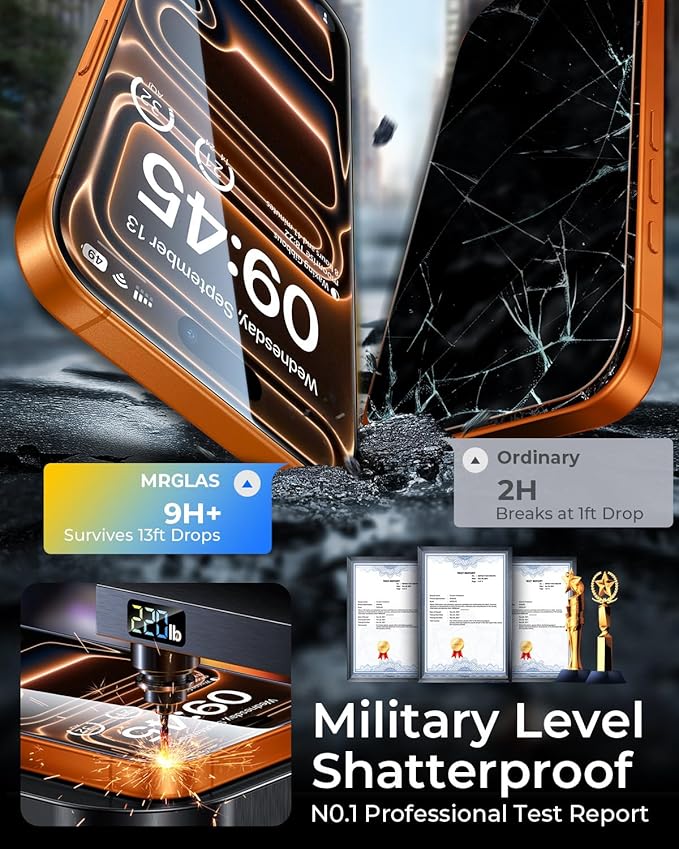 MRGLAS TOP 9H+ 2+2 Packs for iPhone 17 Pro Max Screen Protector with Camera Lens Protector [Zero Bubble][10X Military Protection] 17 ProMax Tempered Glass Full Edge Coverage, HD Clear, Case-Friendly
