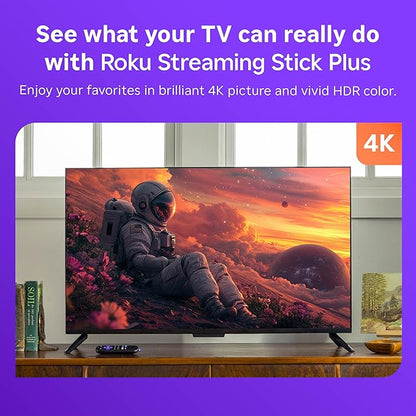 Roku Streaming Stick Plus 4K HDR TV Streaming Device with Voice Remote & Roku Indoor Camera 1080p HD Security Camera with Night Vision Bundle