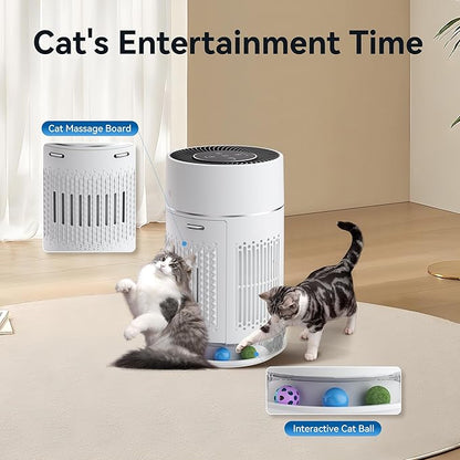 Cat Air Purifier with Interactive Ball, HEPA Filter for Pet Hair Odor, 360° Air Outlet for Small Room, Bedroom, Dorm, Desktop
