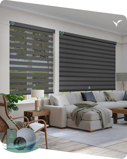 Yoolax Motorized Blinds with Remote, Motorized Zebra Shades Compatible with Alexa, Privacy Motorized Blinds, Zebra Shades for Windows Custom Size(V- at Dusk)