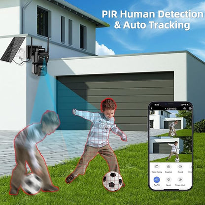 BEENOCAM 4K Dual Lens Solar Security Cameras Wireless Outdoor, 5G/2.4G WiFi 355°Pan/Tilt Cameras for Home Security with 8MP Color Night Vision, PIR Motion Detection, Auto Tracking