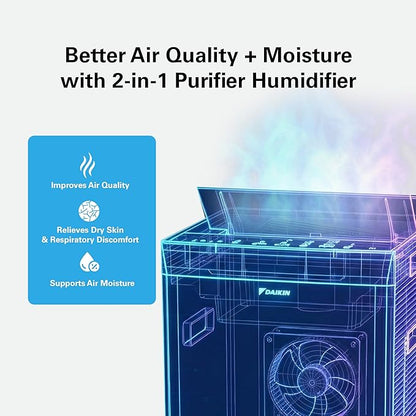 Daikin MCKB70YSAU Room Air Purifier for Home, HEPA, Activated Carbon, Pre-Filter and UVC LED Light, Zero Ozone Product, CARB Certified, 12.5 x 12.5 x 30 in