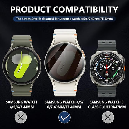 Suoman 4-Pack for Samsung Galaxy Watch 6/7/FE 40mm Privacy Screen Protector, [Anti-peeping] 9H Hardness Ultra-thin Tempered Glass Screen Protective Film