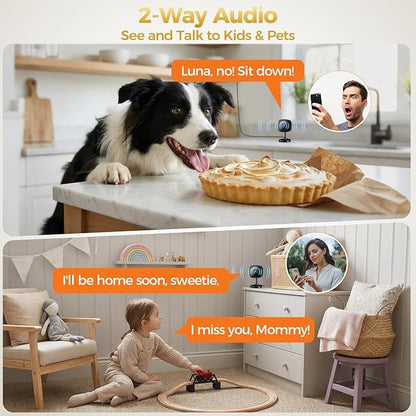 ZEEPORTE 2K Indoor Cameras for Home Security - Baby Monitor and Dog Pet Camera with Motion Detection, 2-Way Audio, Night Vision, Siren, Wired Security Camera - Works with Alexa (4-Pack)